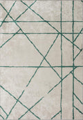 Grid Ecru - Dark Green Rug