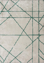 Grid Ecru - Dark Green Rug