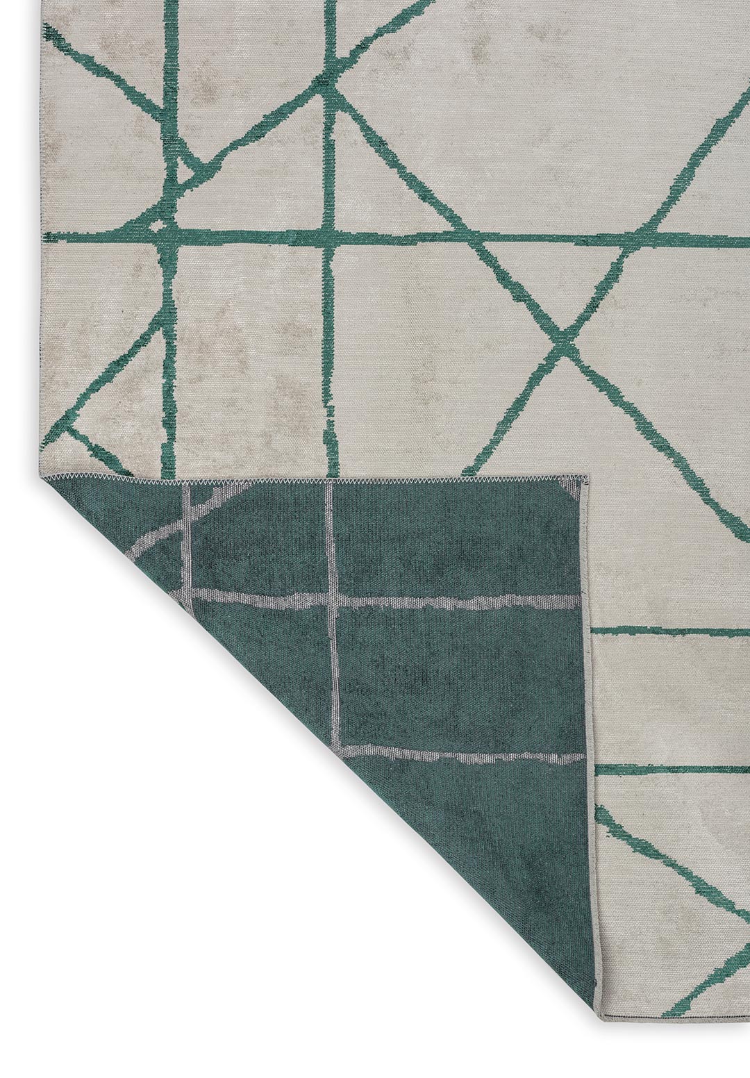 Grid Ecru - Dark Green Rug
