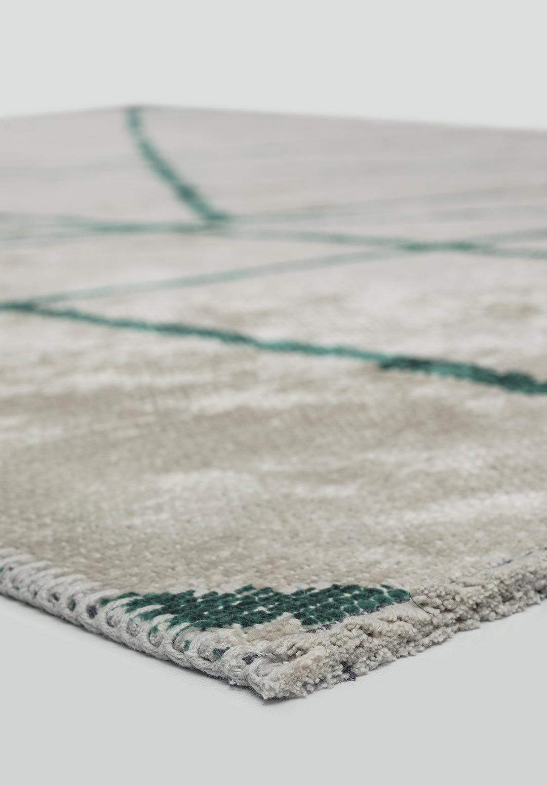 Grid Ecru - Dark Green Rug