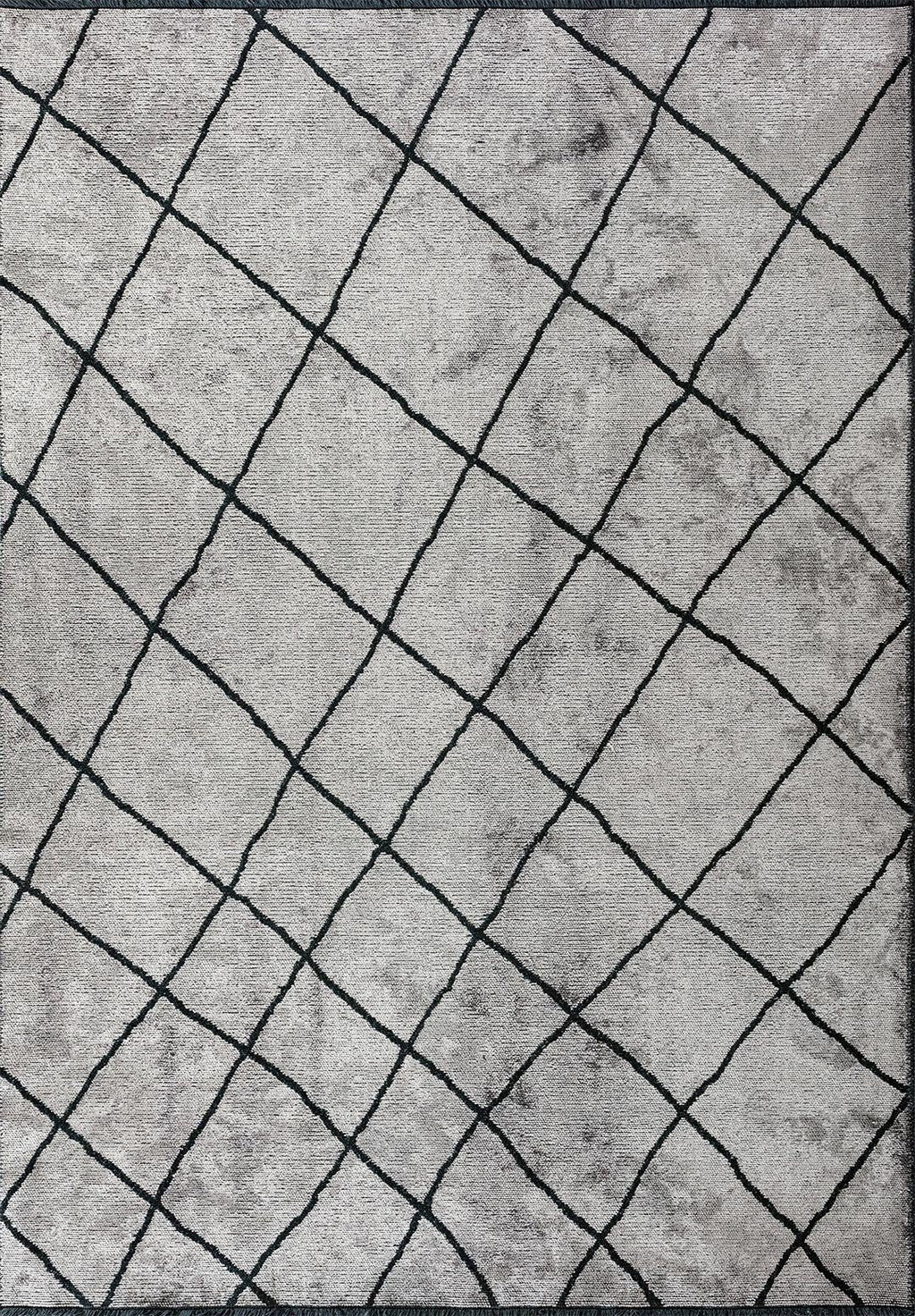 Moroccan Matte Black - Light Grey Rug