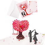 3D Pop-Up Anniversary Card - Romantic Love Tree & Hearts Design💌