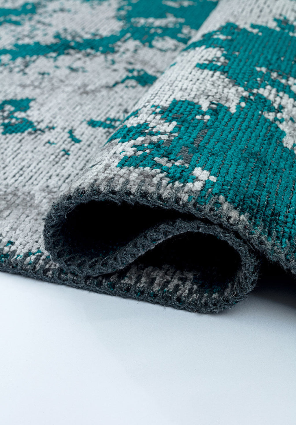 Marble Dark Turquoise - Light Grey Rug