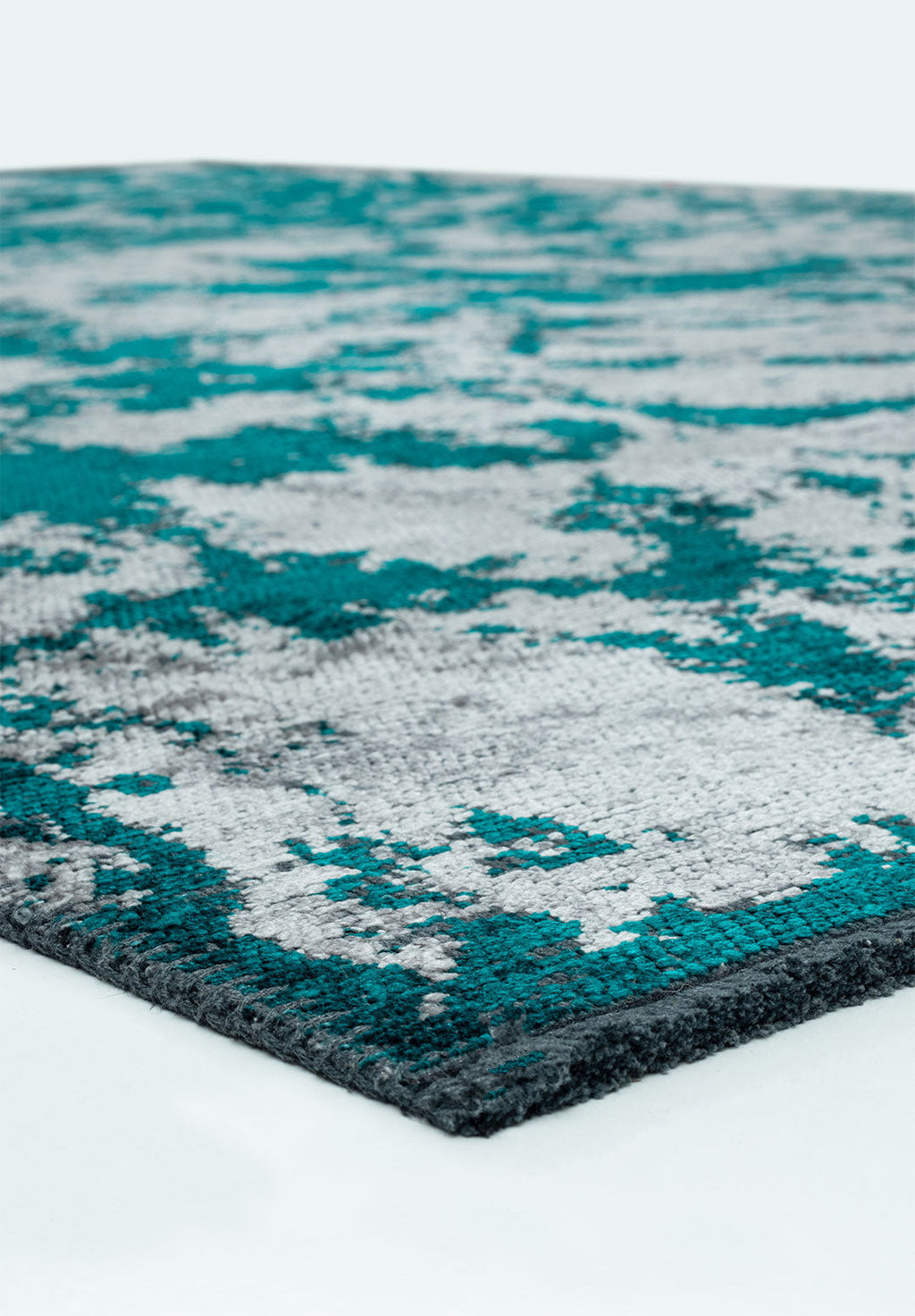 Marble Dark Turquoise - Light Grey Rug
