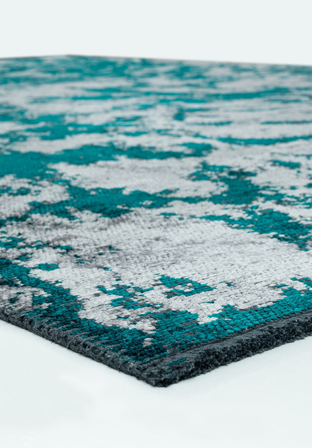Marble Dark Turquoise - Light Grey Rug