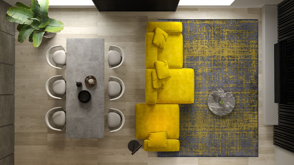 Spark Grey - Yellow Rug