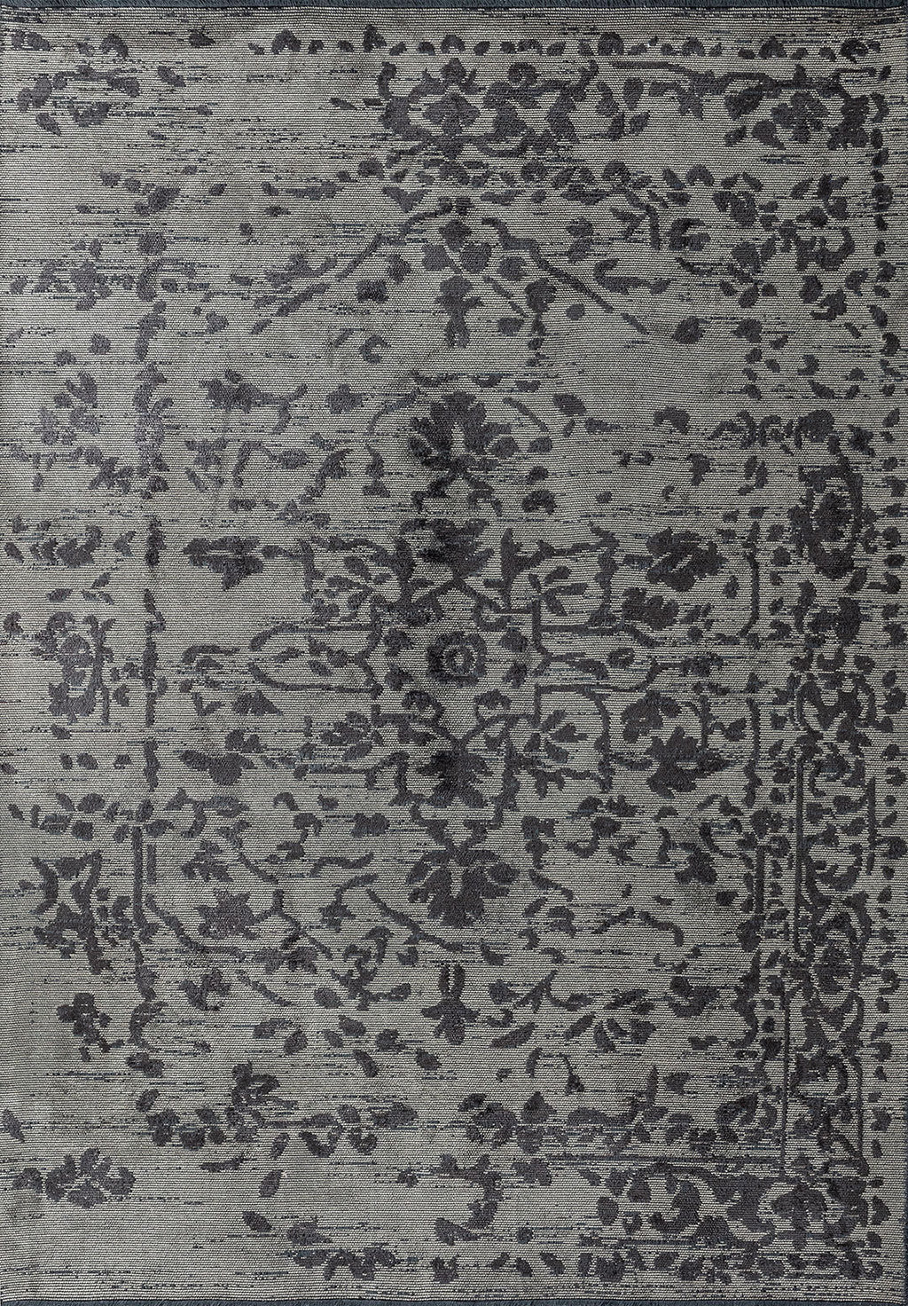 Flora Charcoal - Beige Rug