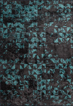 Triangle Charcoal - Turquoise Rug