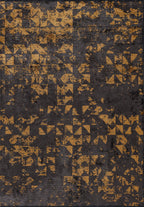 Triangle Charcoal - Mustard Rug
