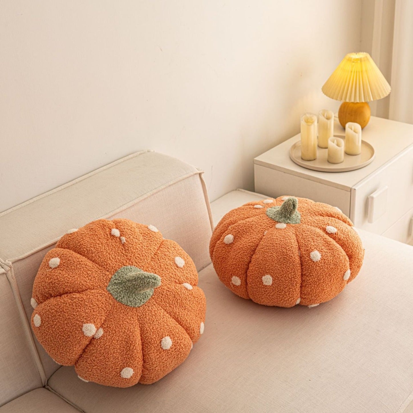 Cottage Pumpkin Dot Pillow