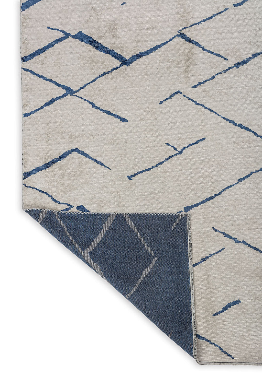 Wave Navy Blue - White Rug
