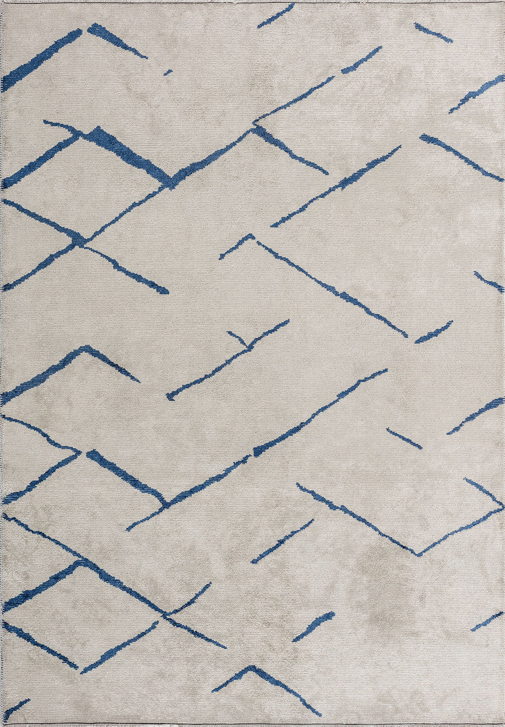 Wave Navy Blue - White Rug