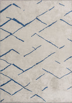 Wave Navy Blue - White Rug
