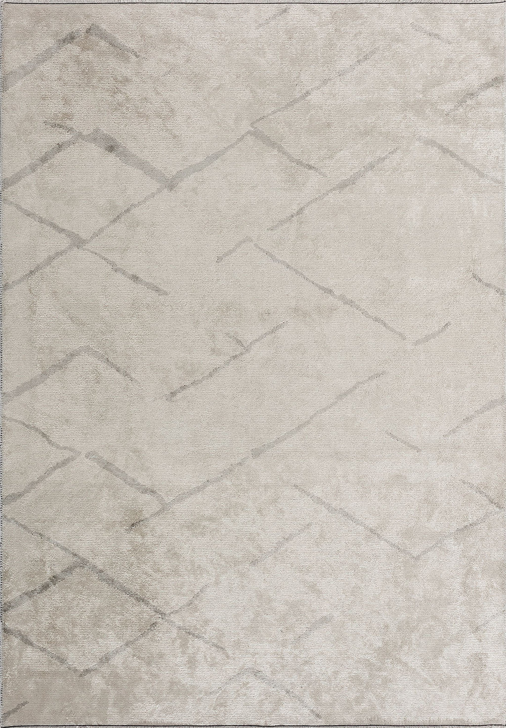 Wave Light Grey - White Rug