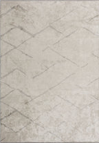 Wave Light Grey - White Rug