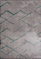 Wave Dark Green - Light Grey Rug
