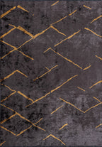 Wave Mustard - Charcoal Rug