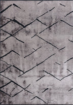 Wave Matte Black - Light Grey Rug