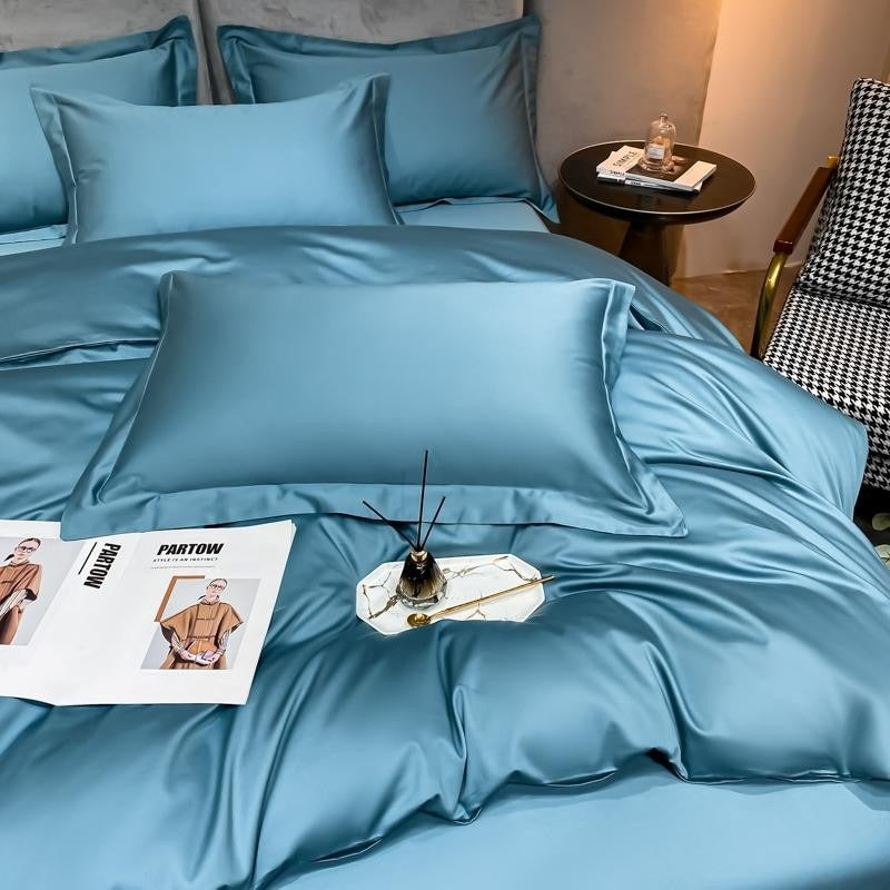 Neo Sky Blue Silky Egyptian Cotton Bedding Set