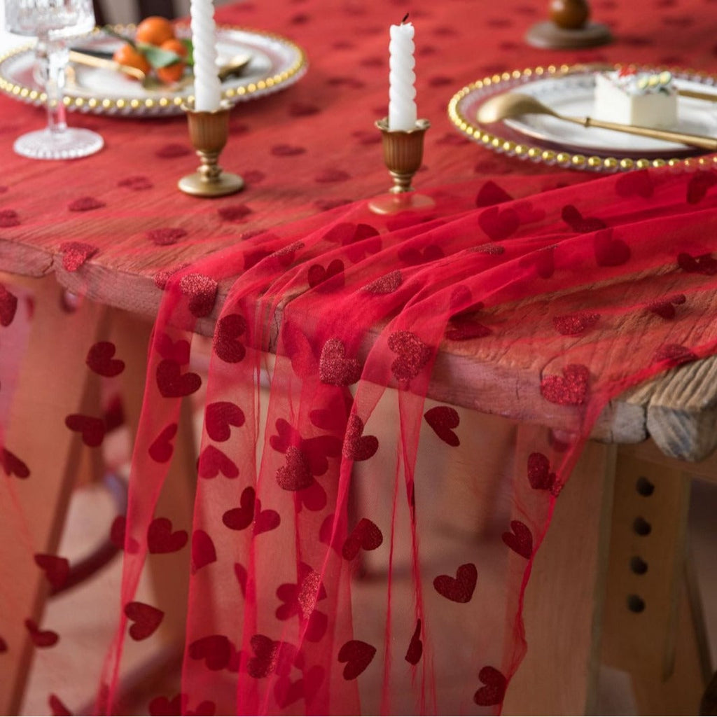 Love Heart Mesh Tablecloth