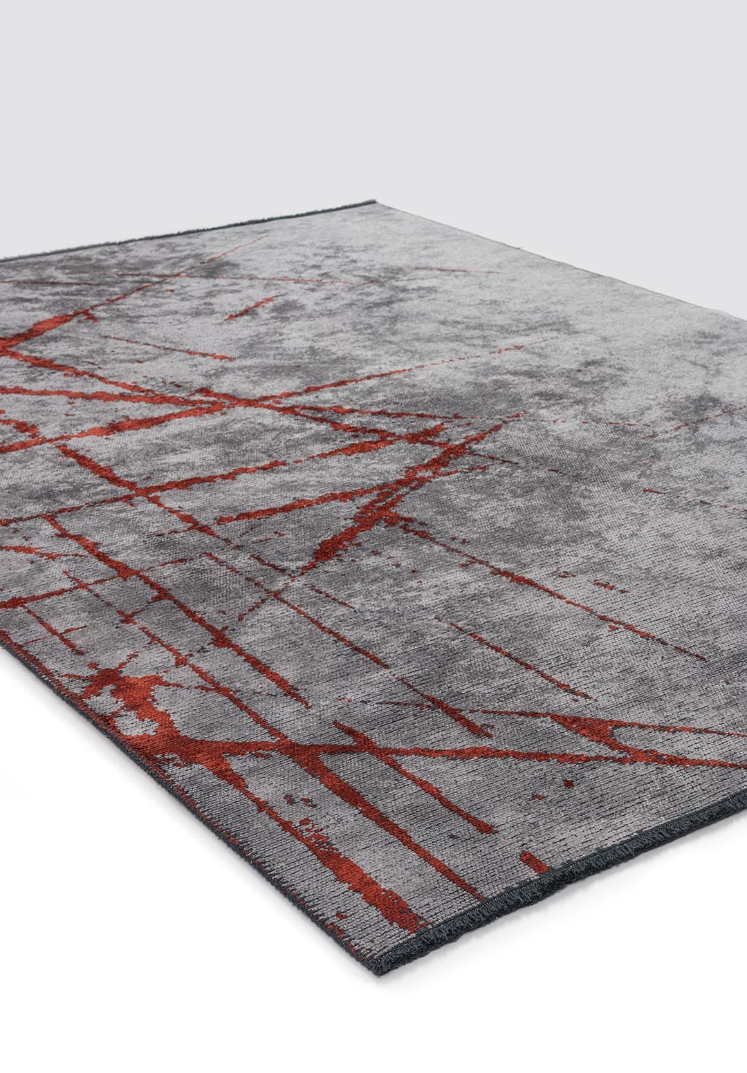 Crack Dark Terra - Light Grey Rug