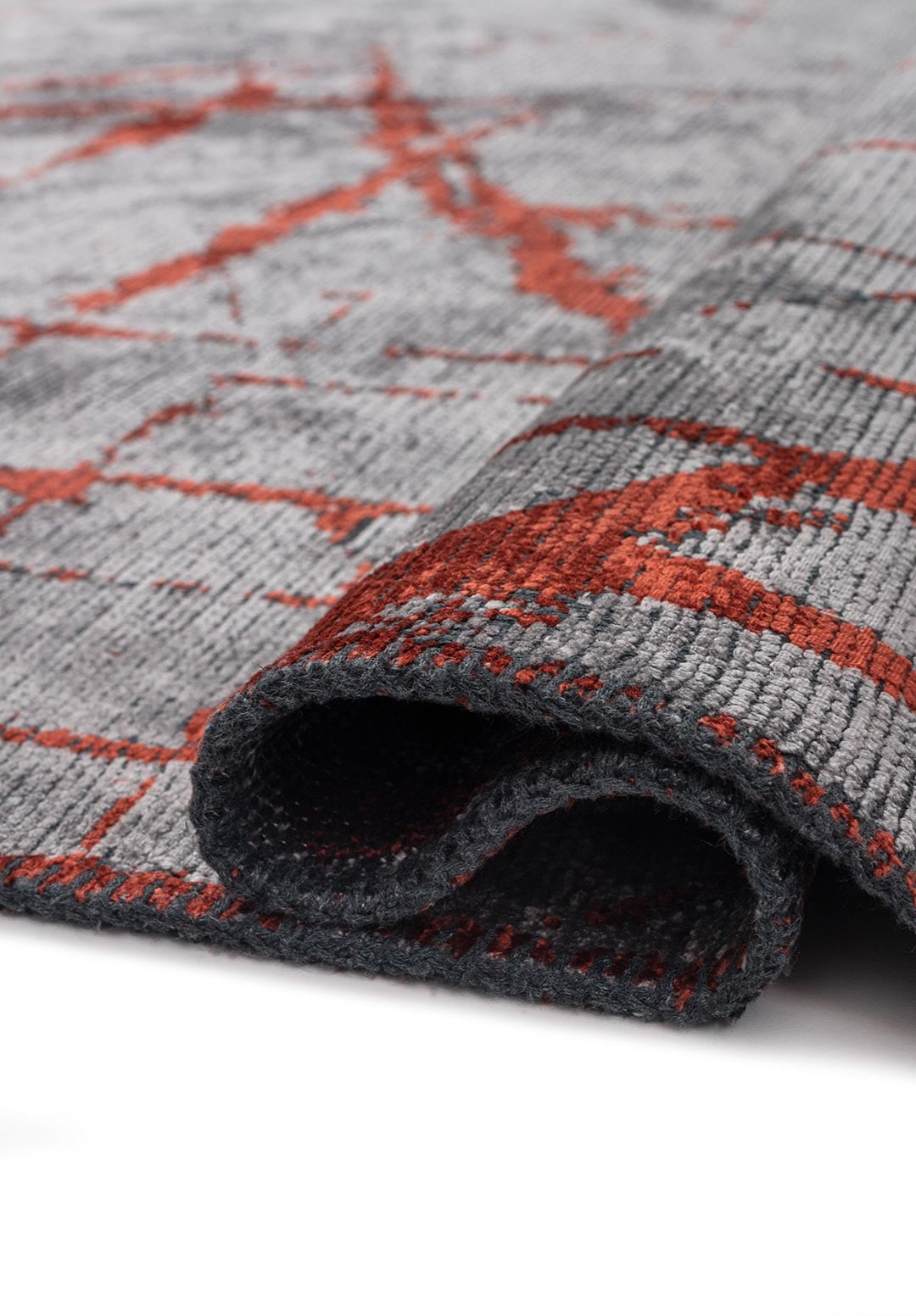 Crack Dark Terra - Light Grey Rug