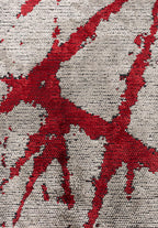 Crack Red - Cream Rug