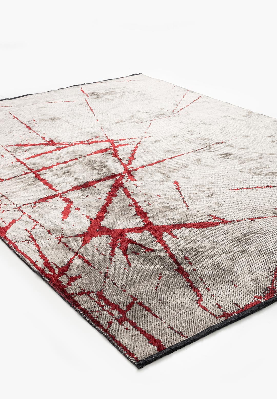 Crack Red - Cream Rug