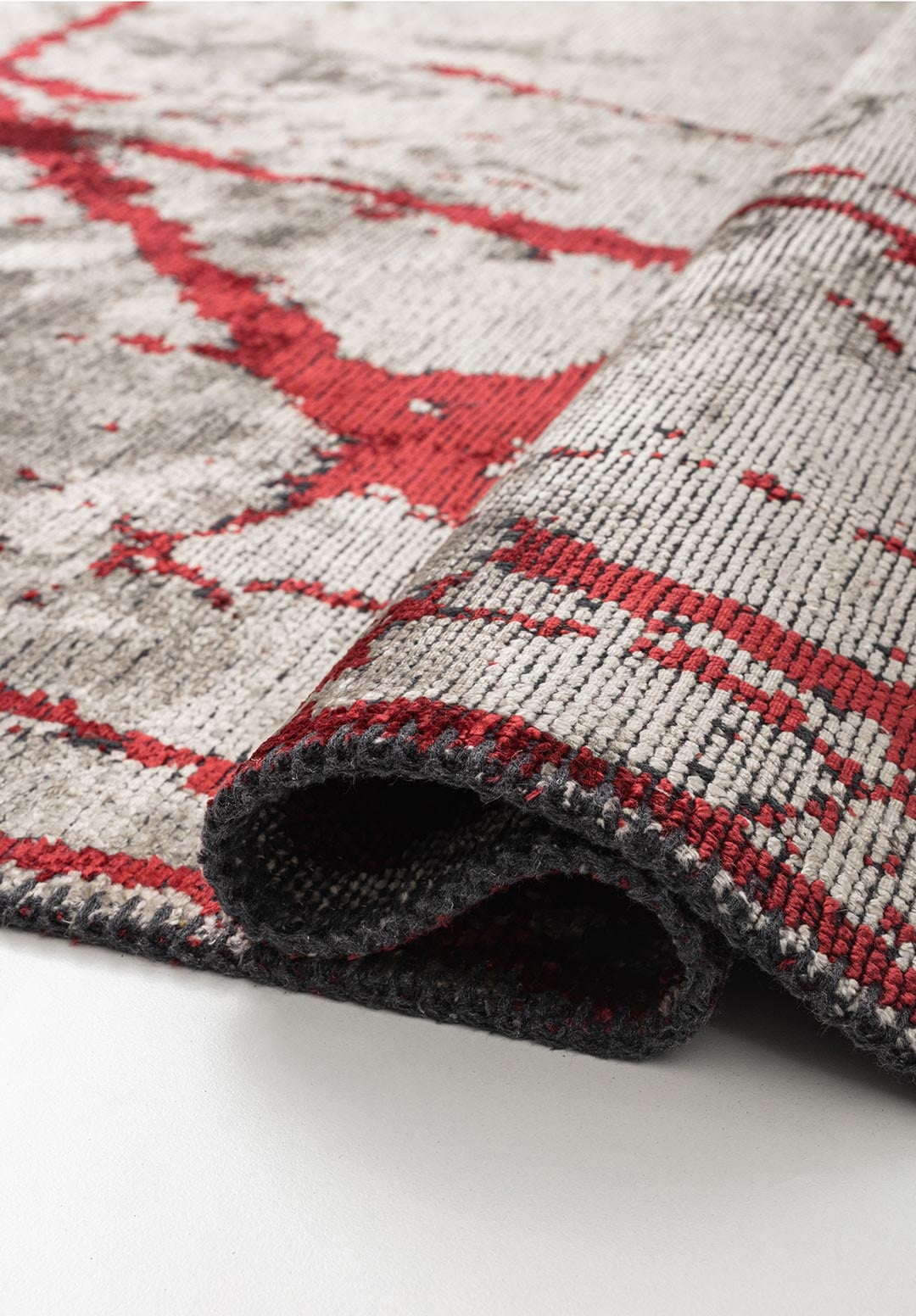 Crack Red - Cream Rug