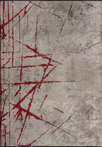 Crack Red - Cream Rug