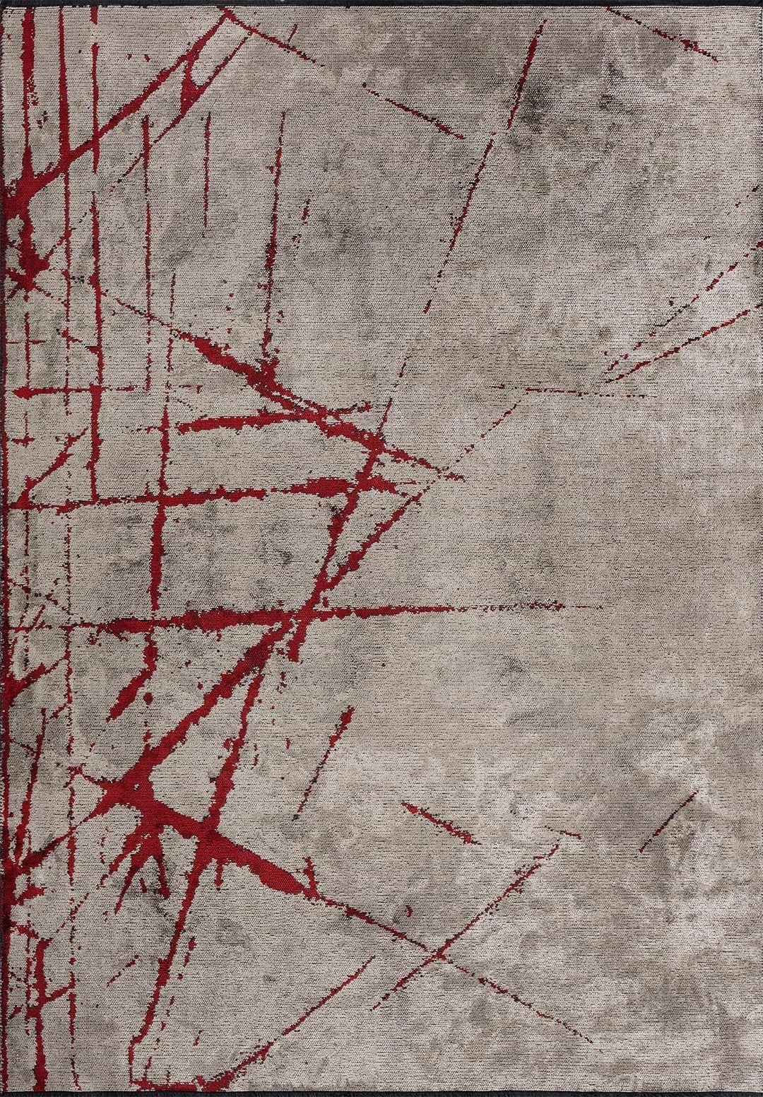Crack Red - Cream Rug