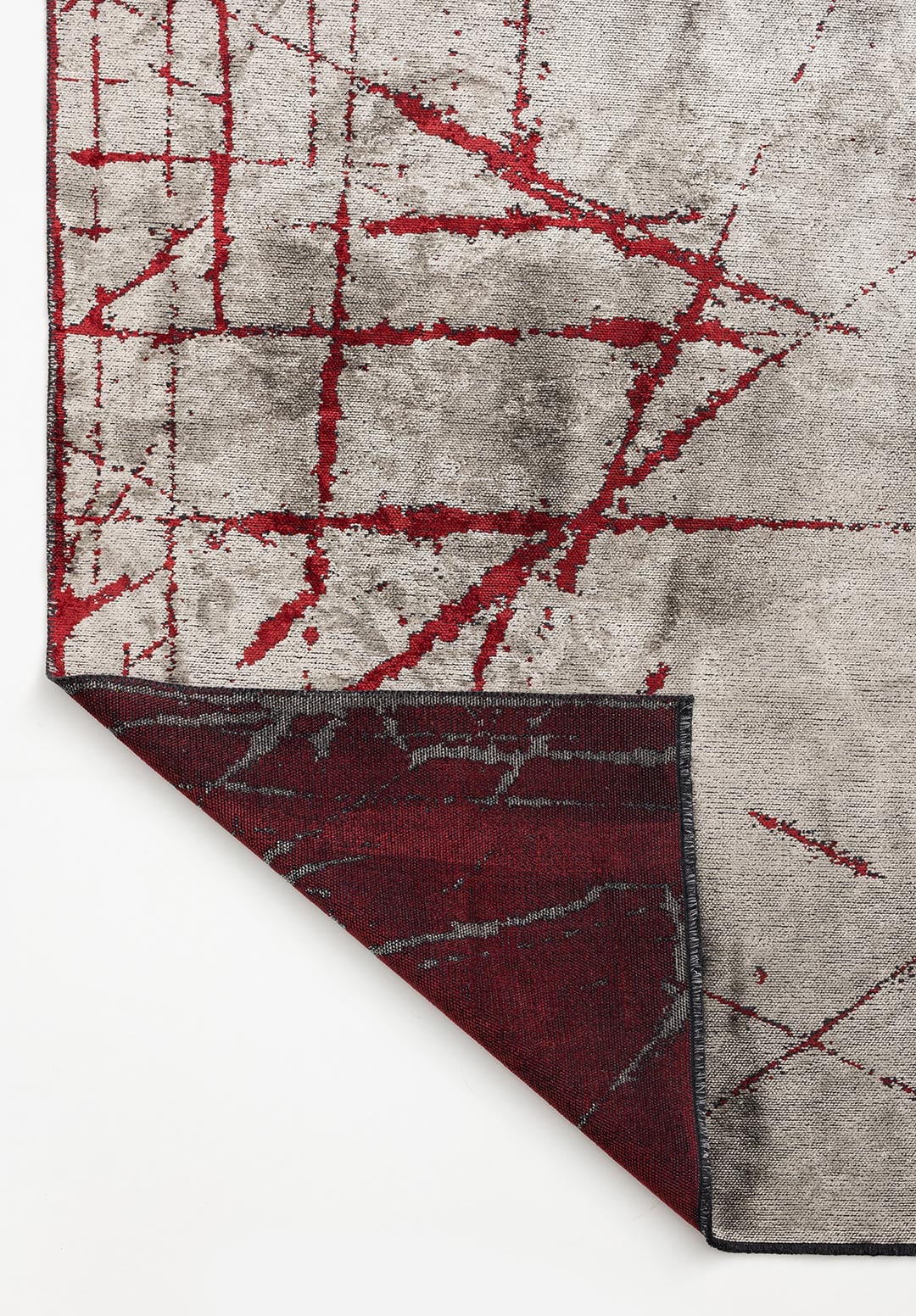 Crack Red - Cream Rug