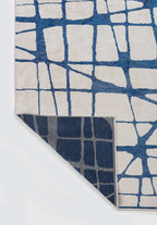 Web Navy Blue - White Rug