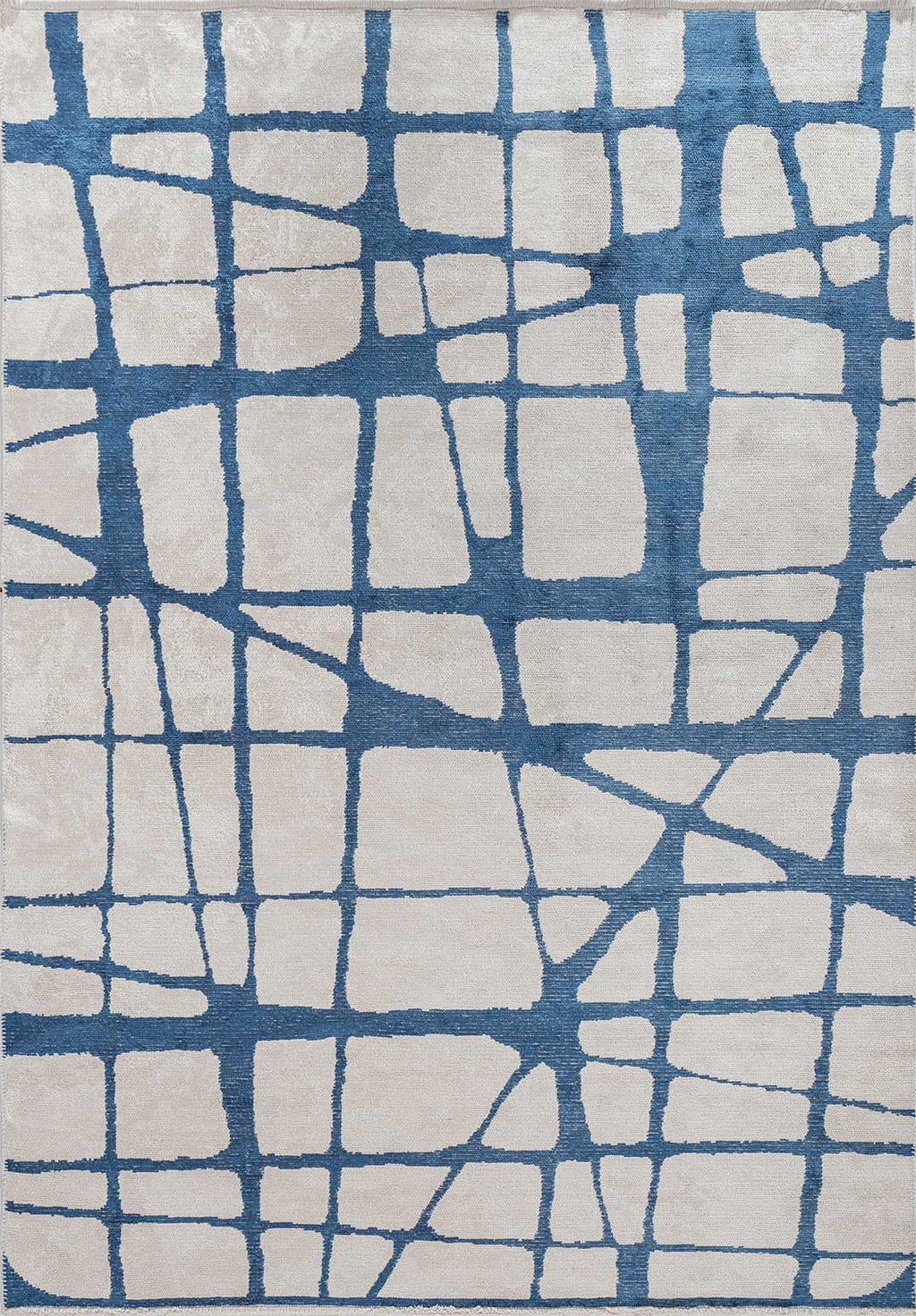 Web Navy Blue - White Rug