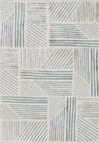 Field Blue - Ecru Rug
