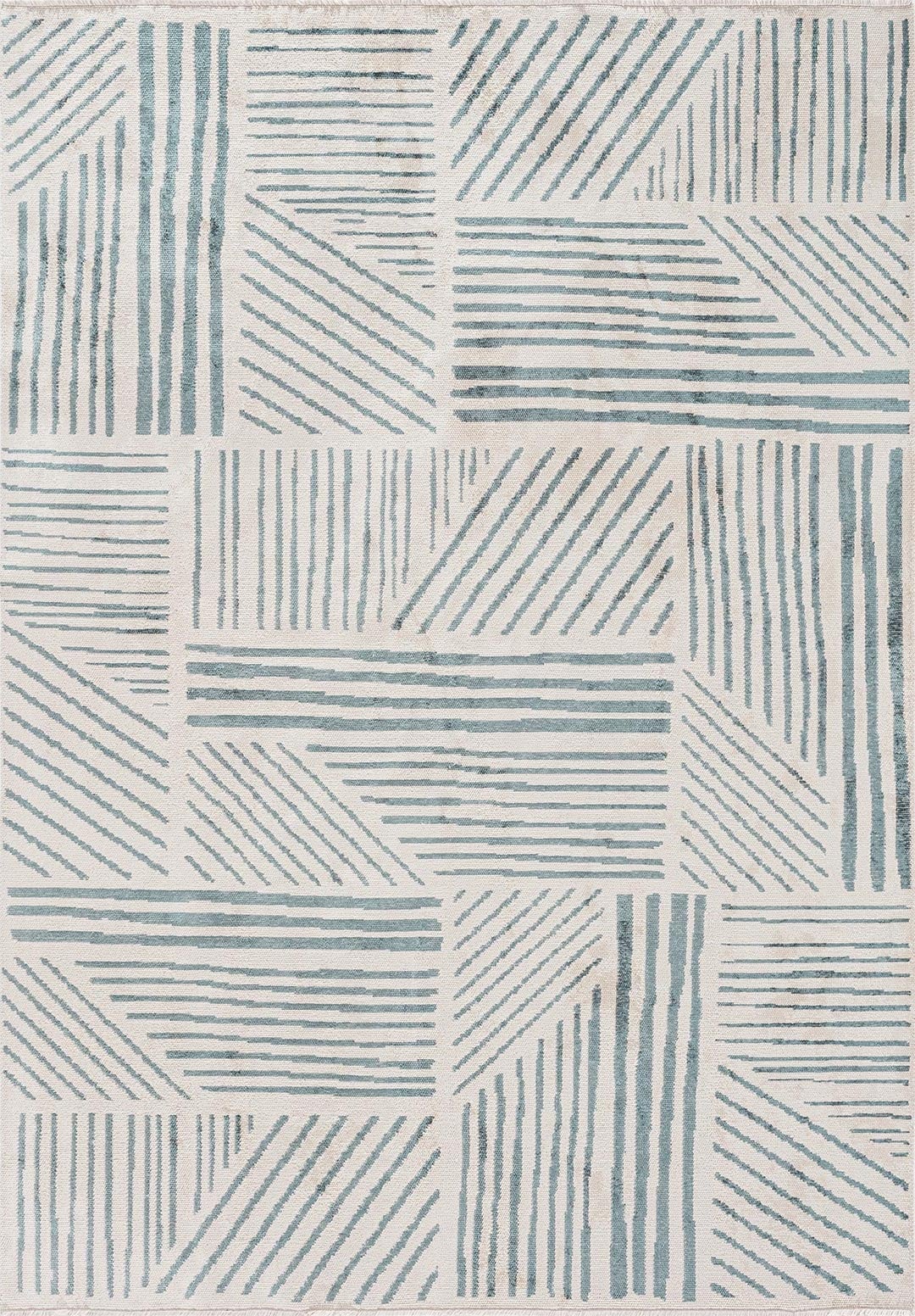 Field Blue - Ecru Rug