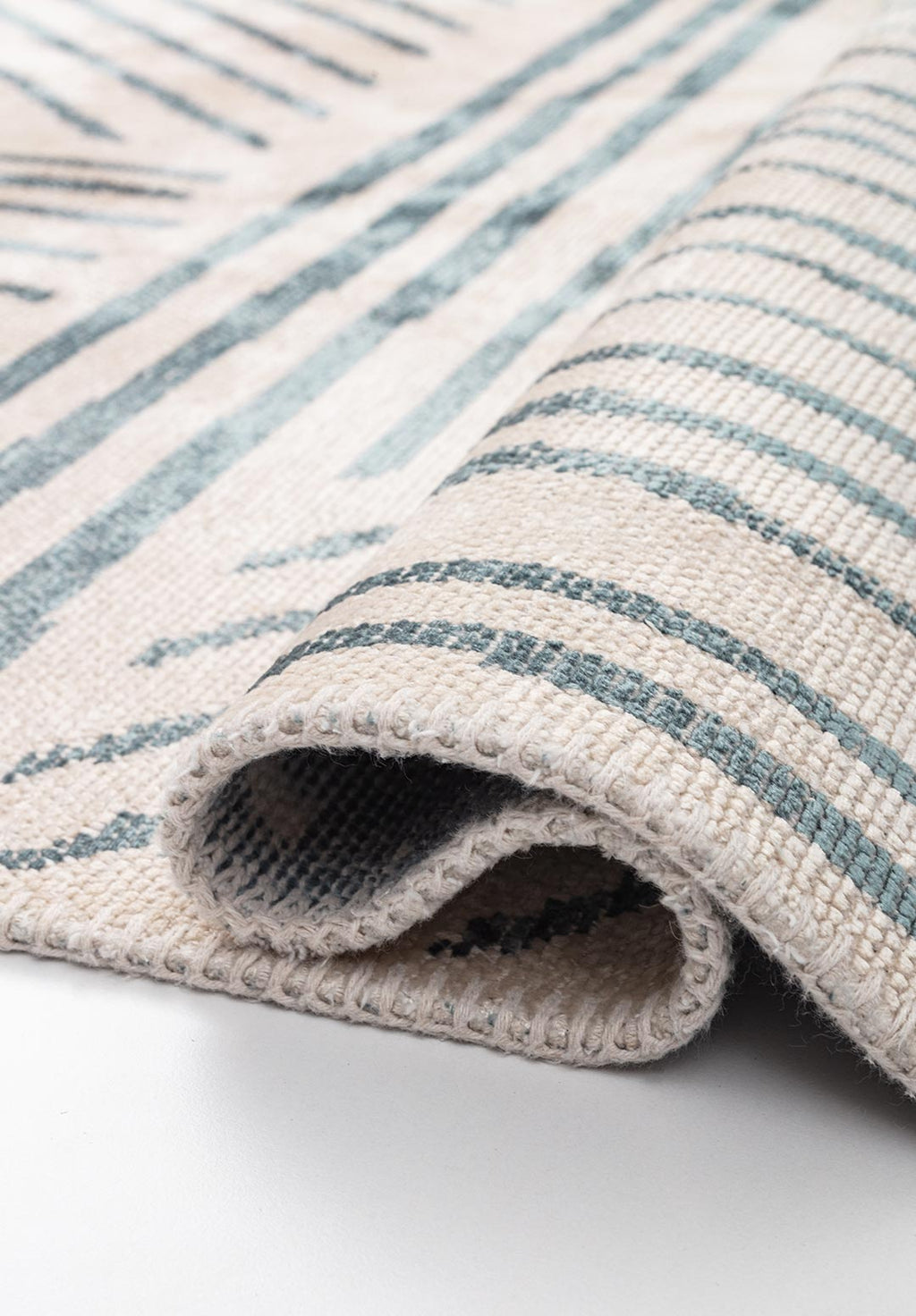 Field Blue - Ecru Rug