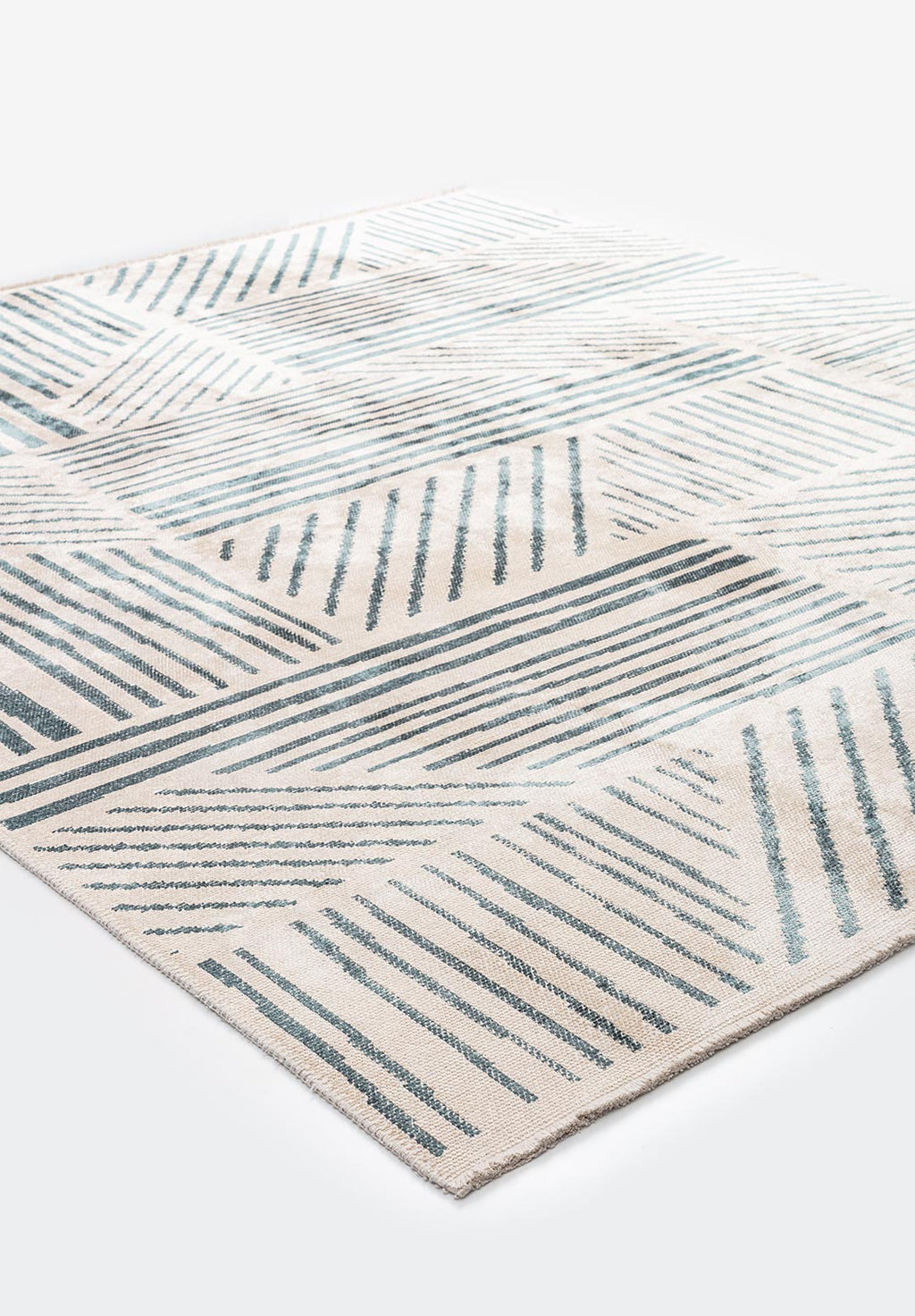 Field Blue - Ecru Rug