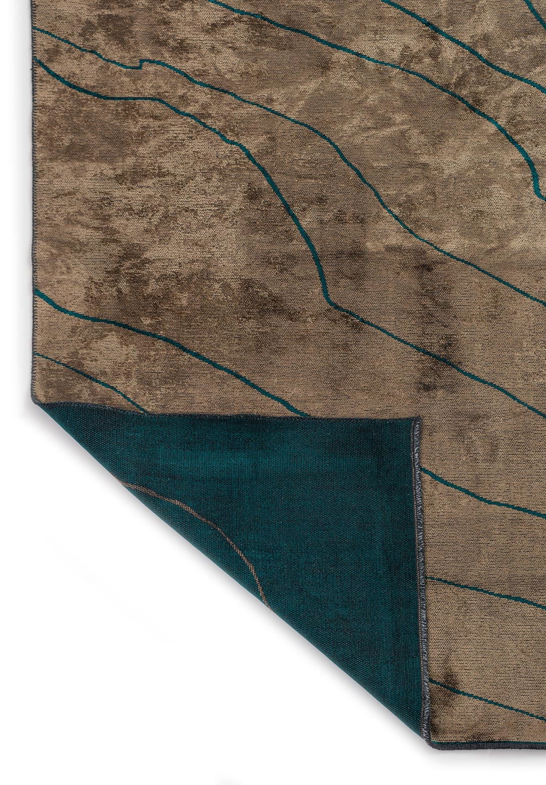 Curve Light Brown - Dark Turquoise Rug