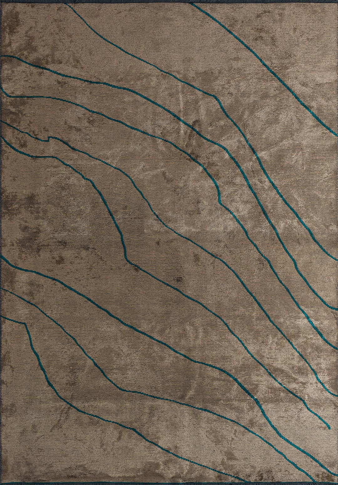 Curve Light Brown - Dark Turquoise Rug
