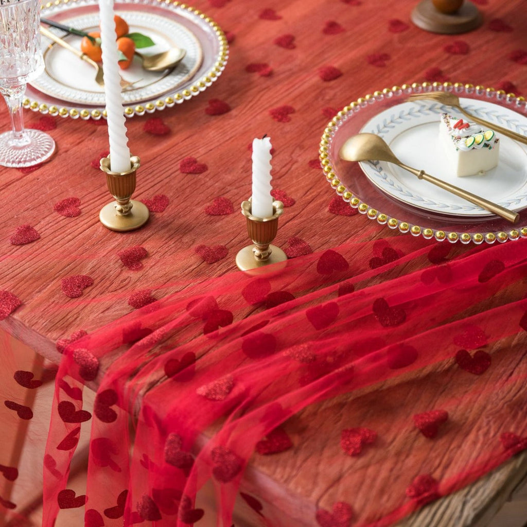 Love Heart Mesh Tablecloth