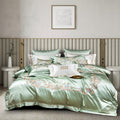 Esana Green Embroidered Egyptian Cotton Satin Bedding Set