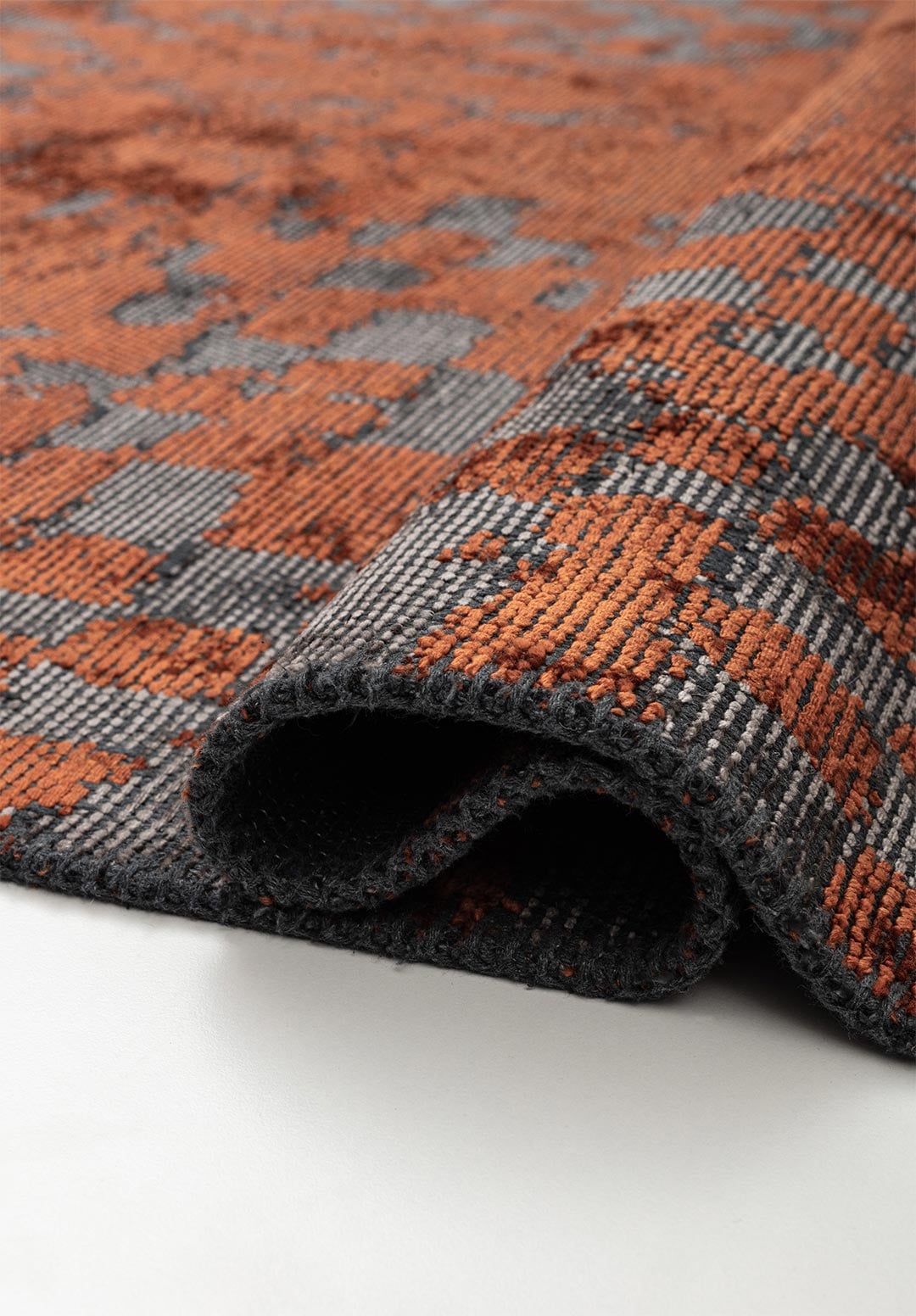 Flake Dark Grey - Rust Rug