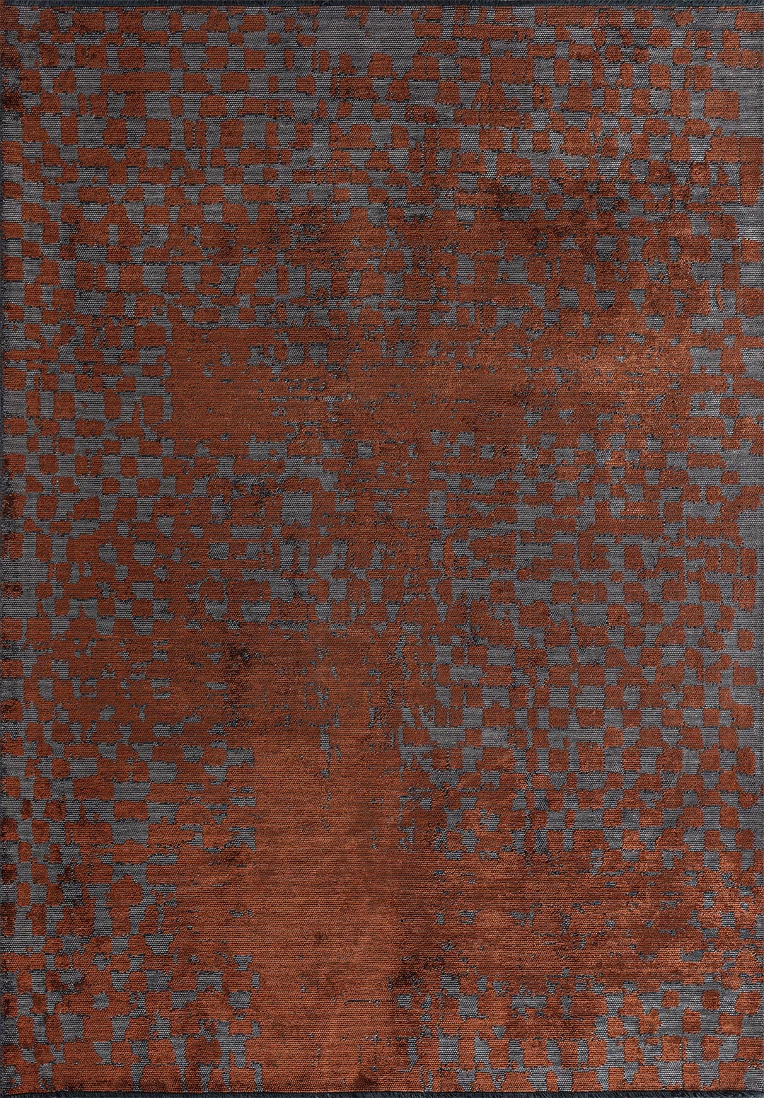 Flake Dark Grey - Rust Rug