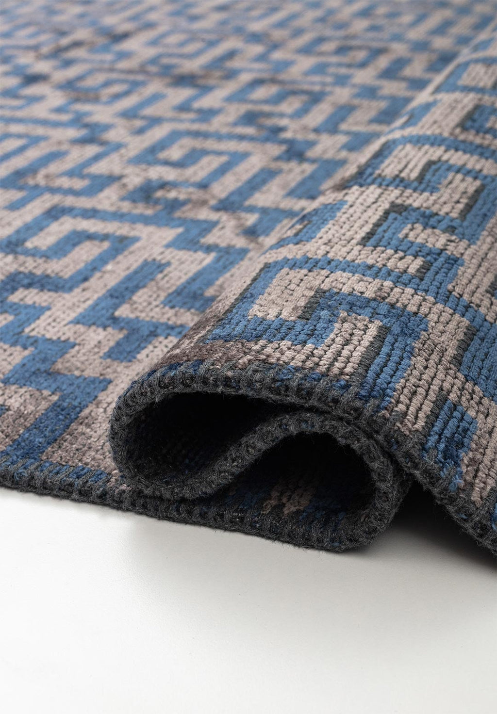 Caterpillar Navy Blue - Dark Grey Rug