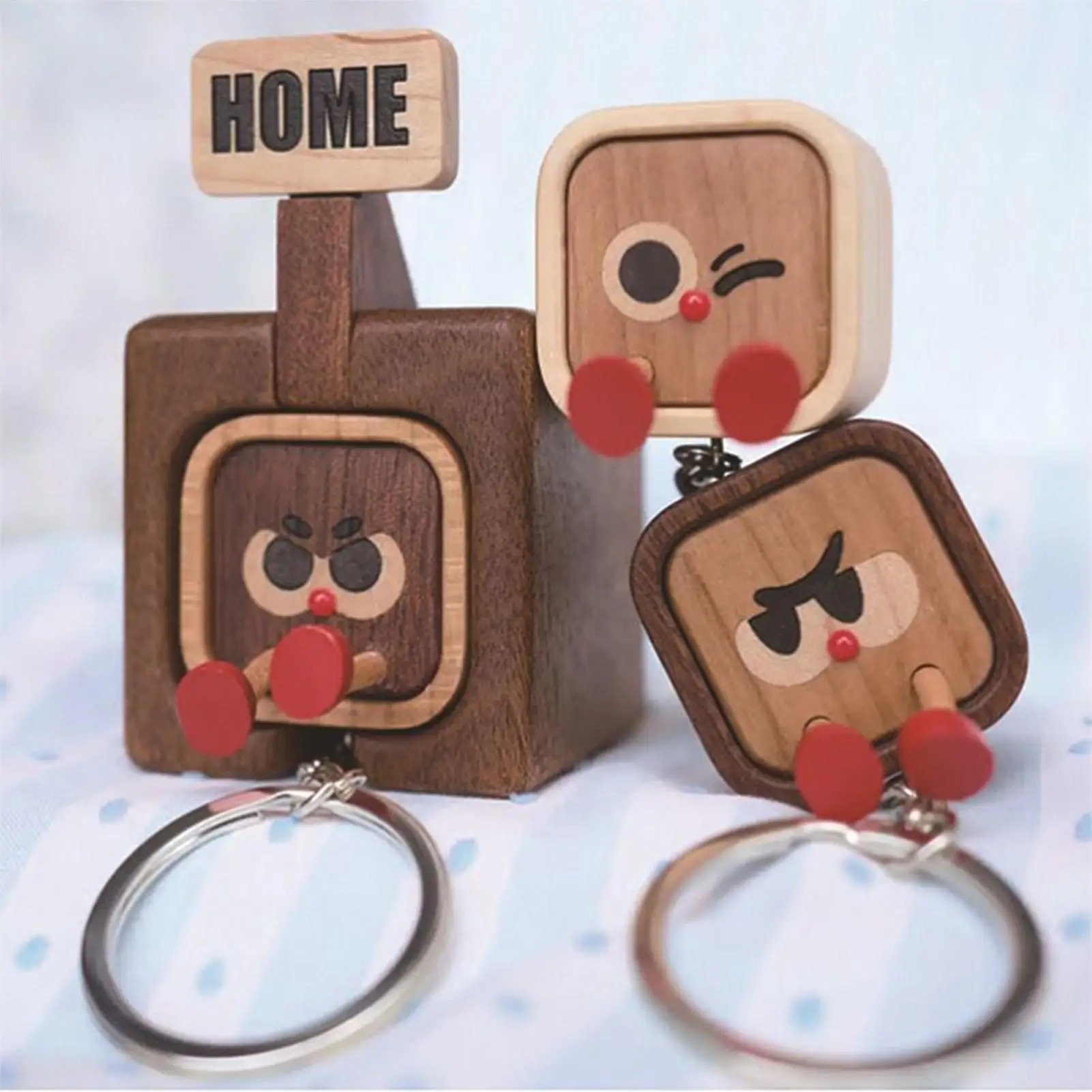 "HOME&OUT" Magnetic Solid Wood Keychain