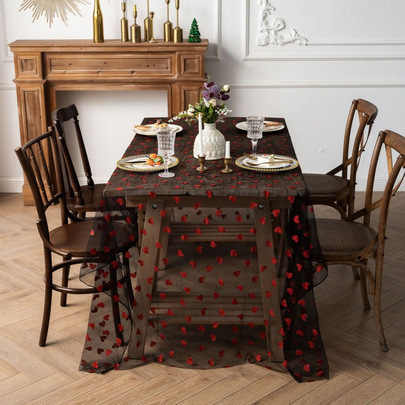 Love Heart Mesh Tablecloth