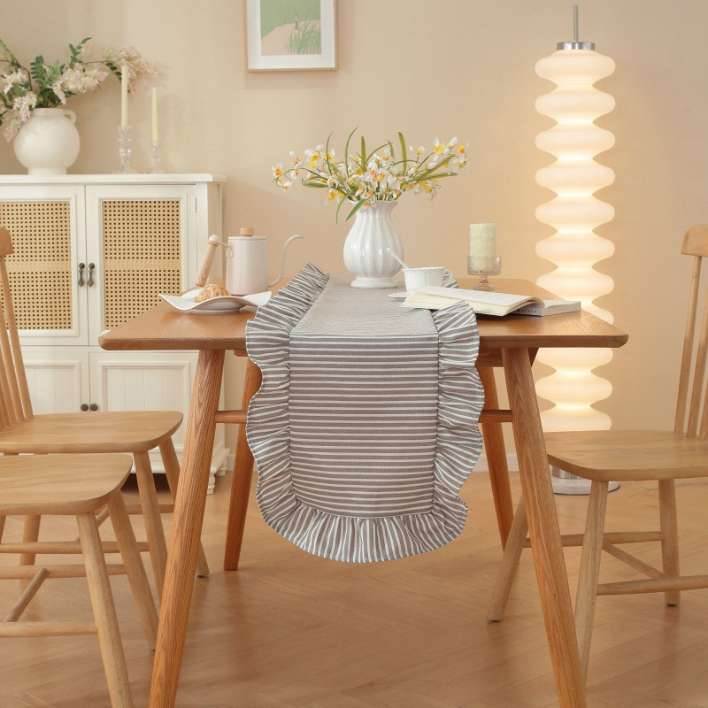 Coastal Stripe Ruffle Table Runner