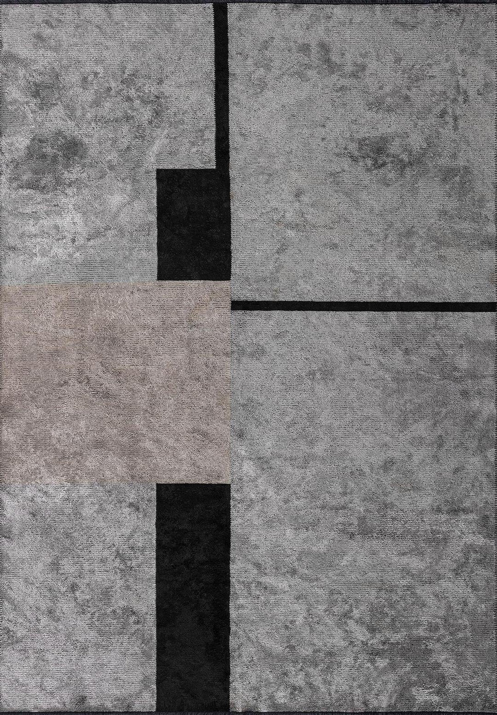 Block Black - Light Grey Rug