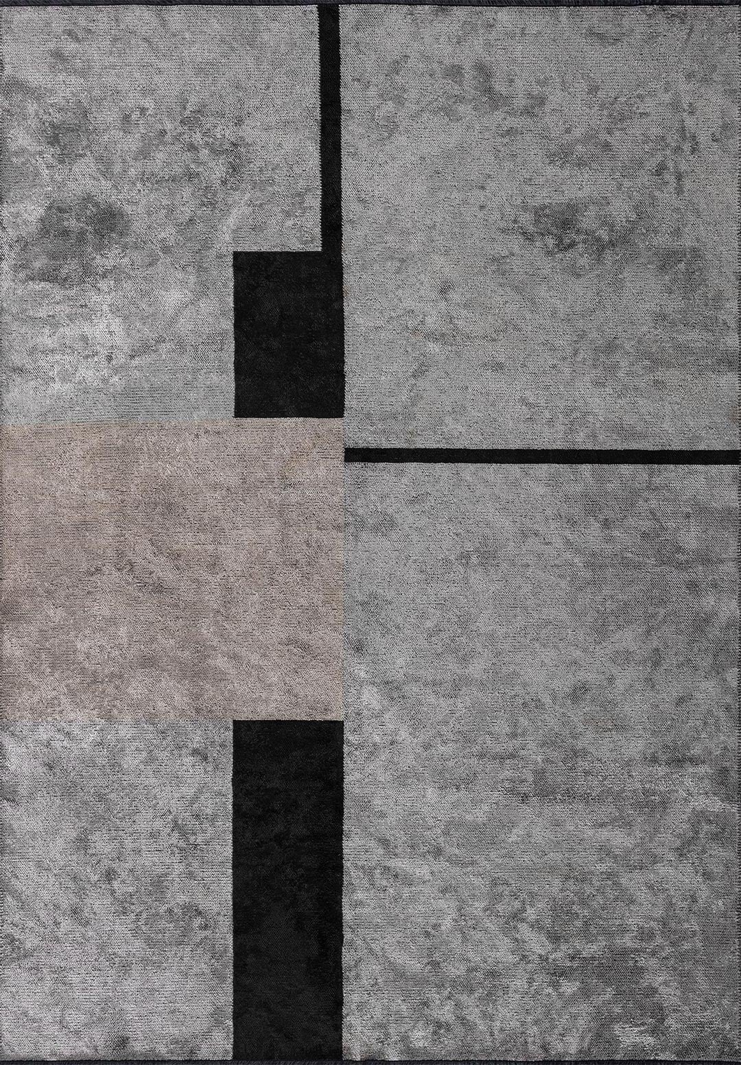 Block Black - Light Grey Rug